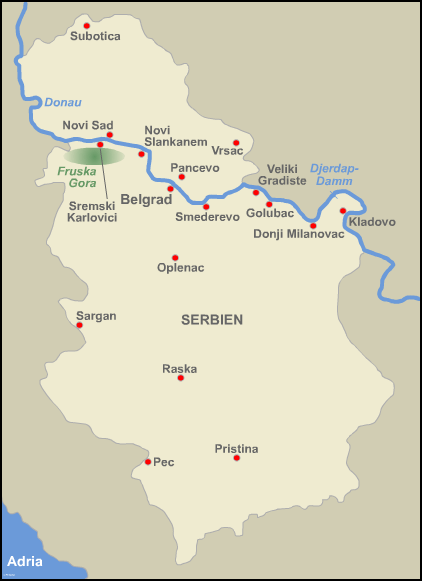Karte Serbien - PhiloPhax